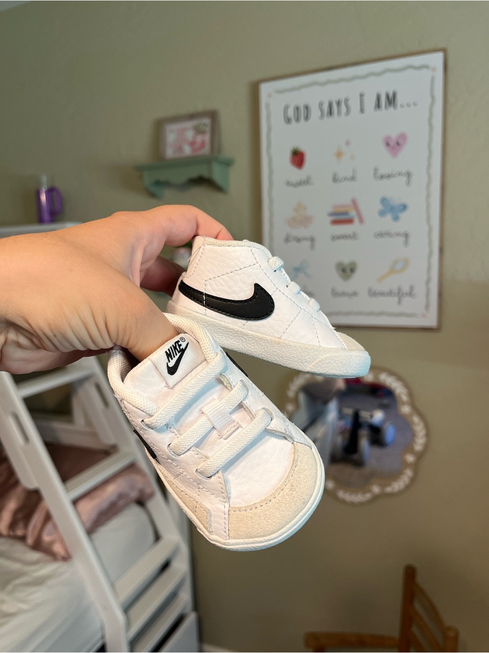 Nike Blazer Kids White and Black Low-Top Crib Shoe